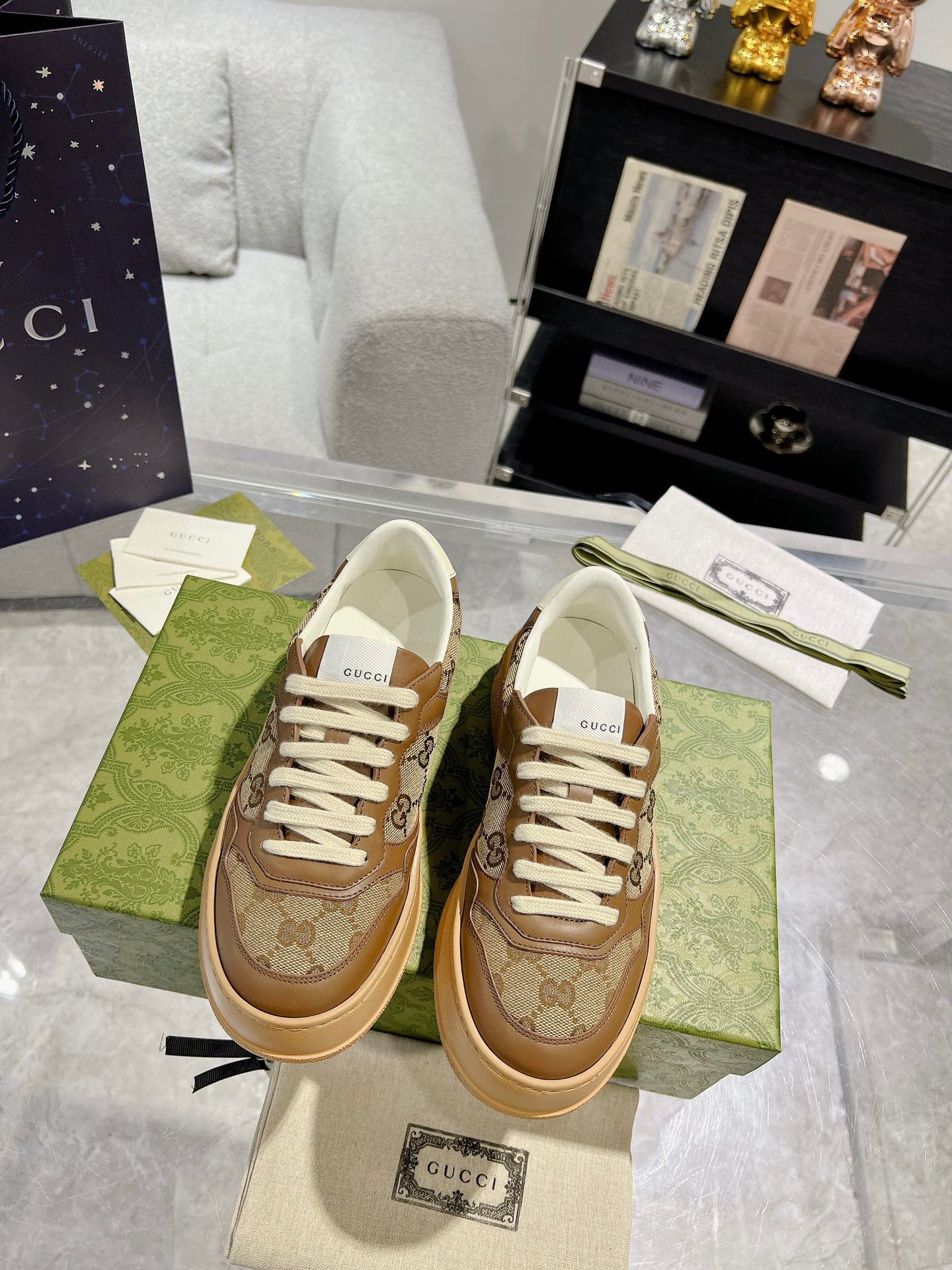 Tênis Gucci GG Sneaker Beige Ebony