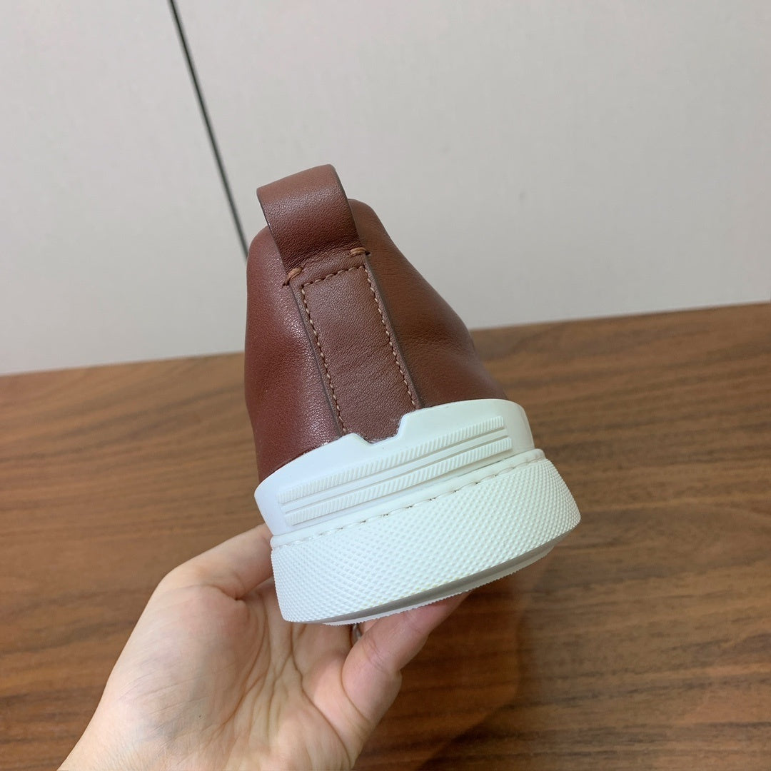 Zegna Triple Stitch em Couro Marrom