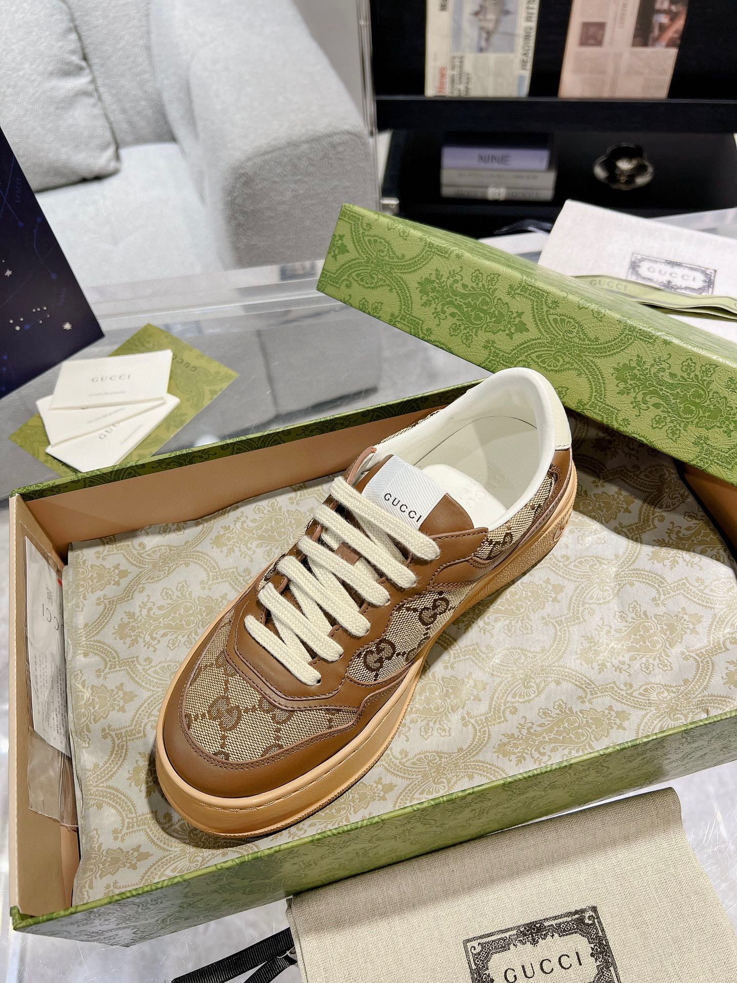 Tênis Gucci GG Sneaker Beige Ebony